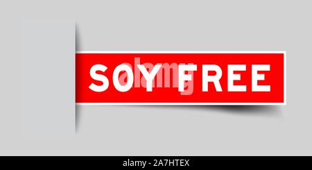 Square seal red color sticker in word soy free insert on gray background Stock Vector