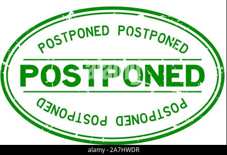 Grunge postponed word oval rubber seal stamp on white background Stock Vector