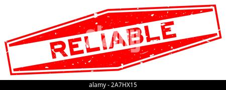 Grunge red reliable word hexagon rubber seal stamp on white background Stock Vector