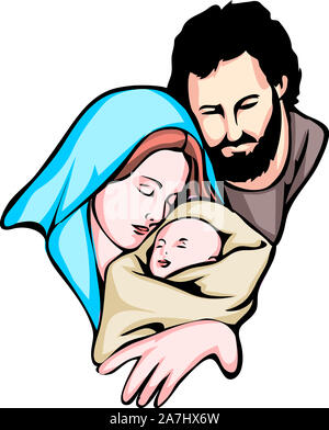 christmas holy family baby jesus nazareth bible birth illustration ...