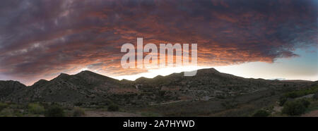 Sunset in the mountains of Aspe, province of Alicante, Spain. Stock Photo