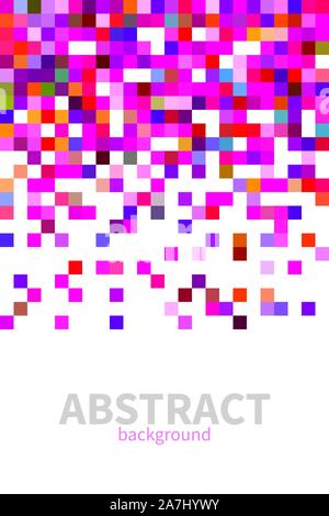 pixel background, color pixel pattern, colorful cover for brochure, vertical web tech banner, digital square, pink abstract vector mosaic Stock Vector