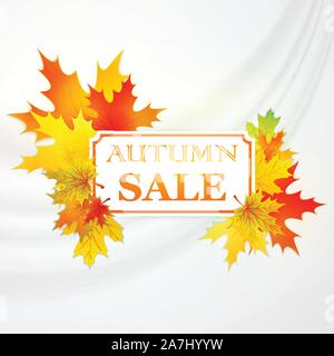 Autumnal frame with fallen leafs. . Vector illustration Stock Vector