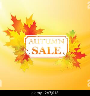 Autumnal frame with fallen leafs. . Vector illustration Stock Vector