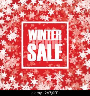 Winter sale inscription on background with snowflake. Vector illustration Stock Vector