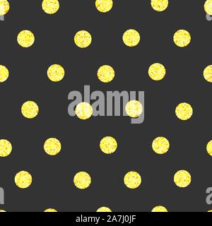 Polka dot glittering seamless parttern, background with golden circles, vector shining rounds, paper wrapping for gift, vector luxury texture Stock Vector