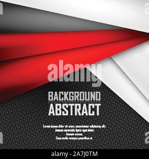 Abstract background of red, white and black origami paper. Vector