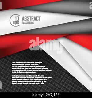 Abstract background of red, white and black origami paper. Vector illustration Stock Vector