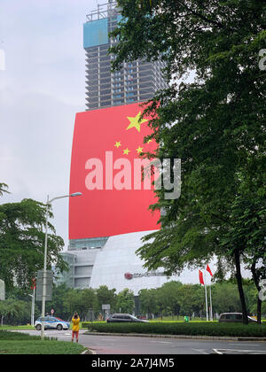 An enormous national flag, over 4000 square meters, of People's ...