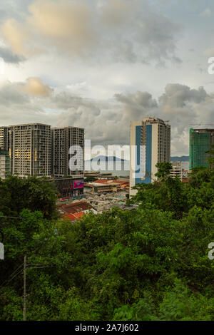 the city of kota kinabalu, sabah, malaysia from top of signal hill Stock Photo