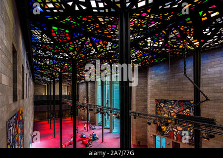 2 Nov 19. Melbourne, Victoria. Stained glass roof in  the  National Gallery of Victoria Stock Photo