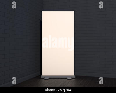 Blank roll up banner display. Template mockup. 3D rendering Stock Photo