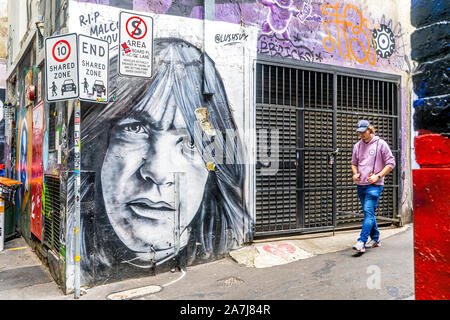 AC/DC lane is a famous location for street art in the city of Melbourne. Victoria, Australia. Stock Photo