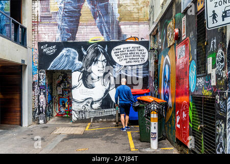 AC/DC lane is a famous location for street art in the city of Melbourne.Melbourne, Australia. Stock Photo