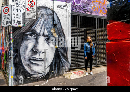 AC/DC lane is a famous location for street art in the city of Melbourne. Victoria, Australia. Stock Photo