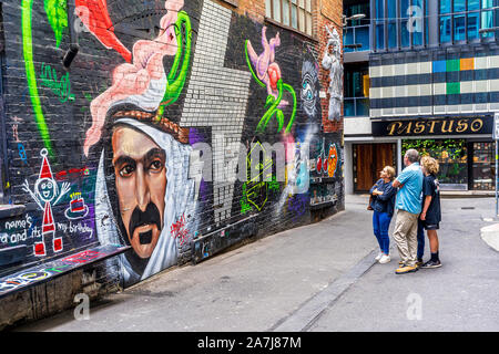 AC/DC lane is a famous location for street art in the city of Melbourne.Melbourne, Australia. Stock Photo