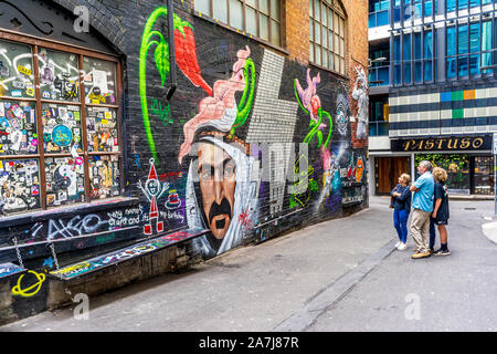 AC/DC lane is a famous location for street art in the city of Melbourne.Melbourne, Australia. Stock Photo