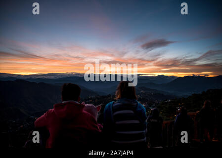 Sunrise watching at Mines View Park, Baguio, Philippines. Stock Photo