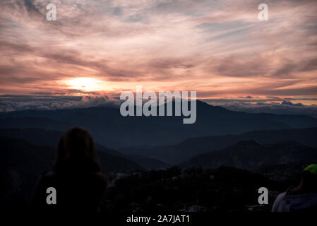 Sunrise watching at Mines View Park, Baguio, Philippines. Stock Photo