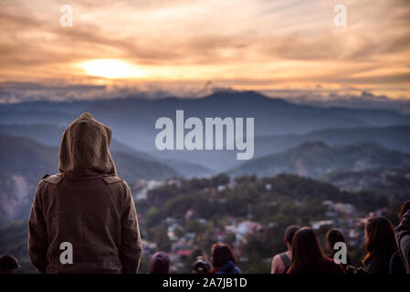 Sunrise watching at Mines View Park, Baguio, Philippines. Stock Photo