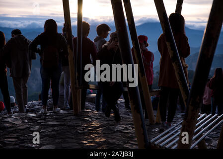 Sunrise watching at Mines View Park, Baguio, Philippines. Stock Photo