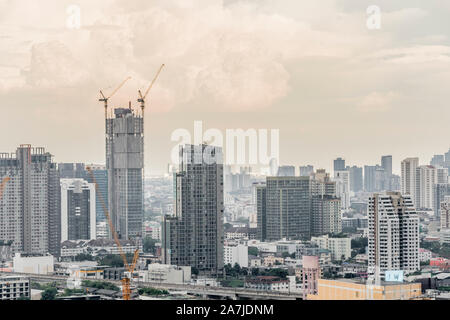 City panorama Bangkok with incredible cloud formation. Skyscraper, cityscape Capital of Thailand. Stock Photo