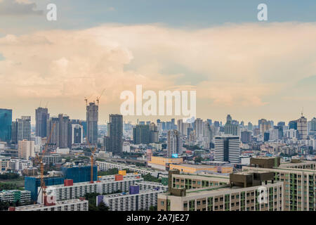 City panorama Bangkok with incredible cloud formation. Skyscraper, cityscape Capital of Thailand. Stock Photo