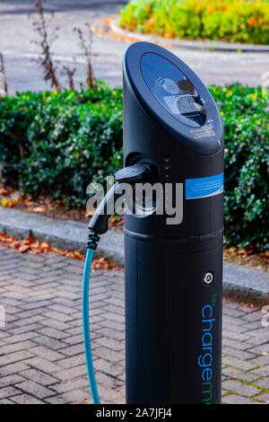 Charge master power point in Milton Keynes City centre not being used, Buckinghamshire. Stock Photo