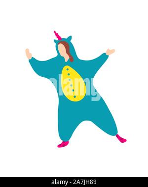 Pop art kigurumi style cartoon trendy flat people Stock Vector