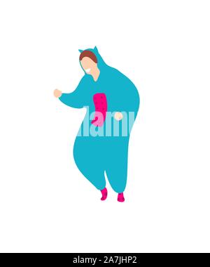 Pop art kigurumi style cartoon trendy flat people Stock Vector