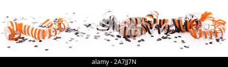 halloween party decoration in orange and black, white background Stock Photo