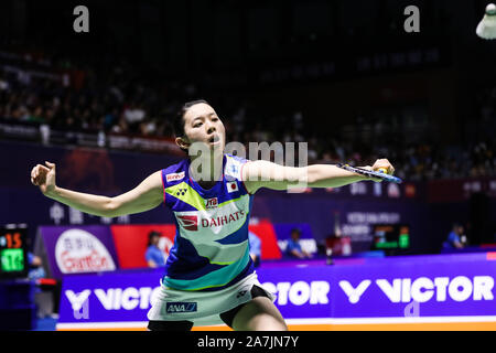 Russian professional badminton player Evgeniya Kosetskaya competes ...