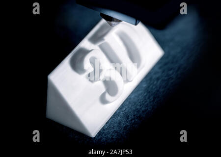 Sign with letters or 3D text is or was printed, concept modern technology 3D printer Stock Photo