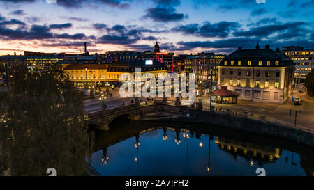 Aerial view at square named 'Kungsportsplatsen' in central Gothenburg, Sweden. Stock Photo