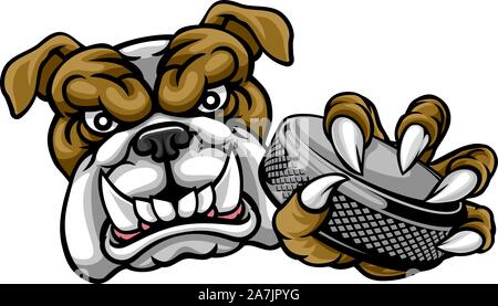 Bulldog Ice Hockey Player Animal Sports Mascot Stock Vector