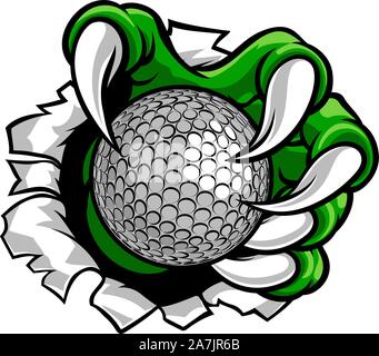 Golf Ball Claw Monster Sports Hand Stock Vector