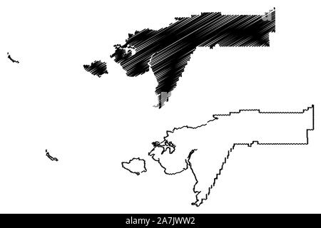 Bethel Census Area, Alaska (Boroughs and census areas in Alaska, United States of America,USA, U.S., US) map vector illustration, scribble sketch Beth Stock Vector