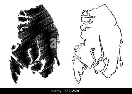 Ketchikan Gateway Borough, Alaska (Boroughs and census areas in Alaska, United States of America,USA, U.S., US) map vector illustration, scribble sket Stock Vector