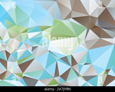 Abstract geometric background with triangles of blue, brown and green colors Stock Vector