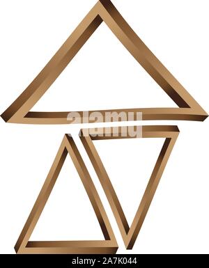 Abstract fantastic wooden triangles on white background. Stock Vector