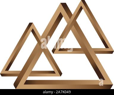 Abstract fantastic wooden triangles on white background. Stock Vector