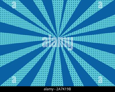 Retro style halftone background with sun rays illustration. Stock Vector