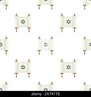 Illustration on theme big colored pattern Hanukkah, seamless set torah. Seamless pattern consisting of collection antique torah, accessory holiday Han Stock Vector