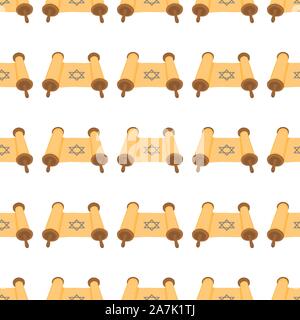 Illustration on theme big colored pattern Hanukkah, seamless set torah. Seamless pattern consisting of collection antique torah, accessory holiday Han Stock Vector