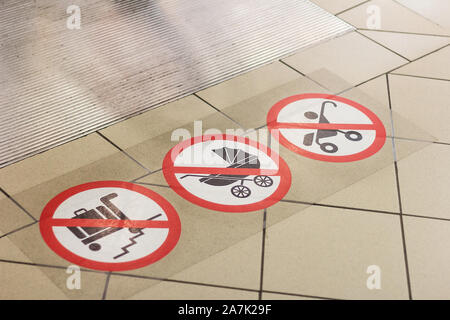 prohibition signs stroller and carriage stop risk information Stock Photo