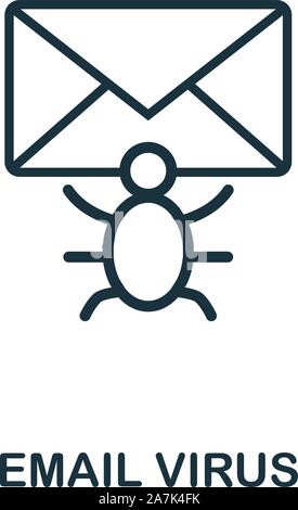 Email Virus icon outline style. Thin line creative Email Virus icon for logo, graphic design and more Stock Vector