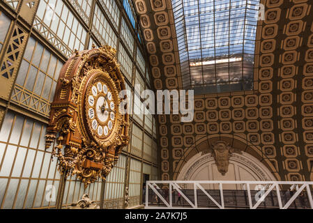 Station clock inside the Orsay Museum. Paris. France Stock Photo