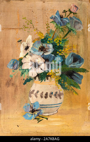 Several yellow flowers in a vase with smoke in the background Stock ...