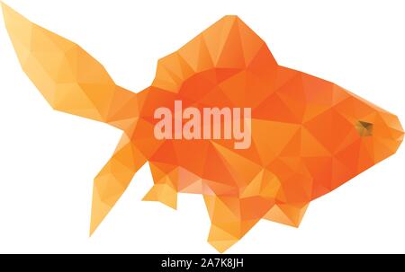 Abstract bright polygonal gold fish on white background. Stock Vector