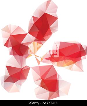 Abstract red flower made of polygons on white background. Stock Vector